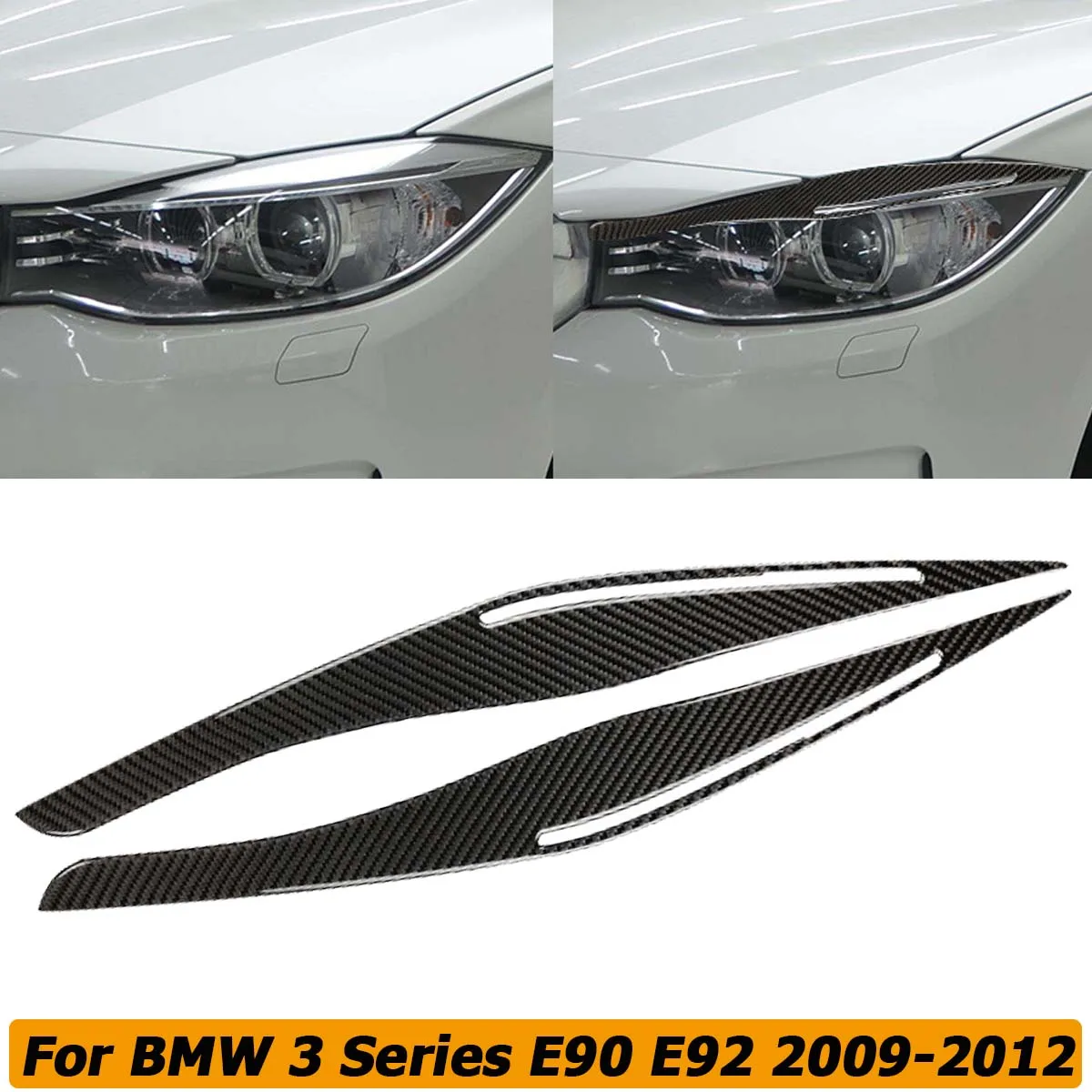 

Eyelids Headlight Eyebrow Cover Trim Sticker For BMW 3 Series E90 E92 2009-2012 320i 325i 330i Car Accessories Carbon Fiber