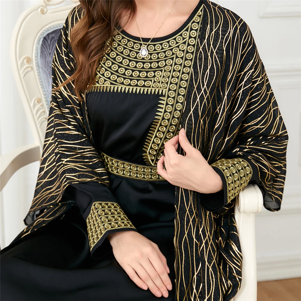 Musulman Ensembles Abaya Dubai Turkey Muslim Long Sleeve Dress Loose Chiffon Boubou 2023 Mubarak Islamic Clothing Djellaba Femme