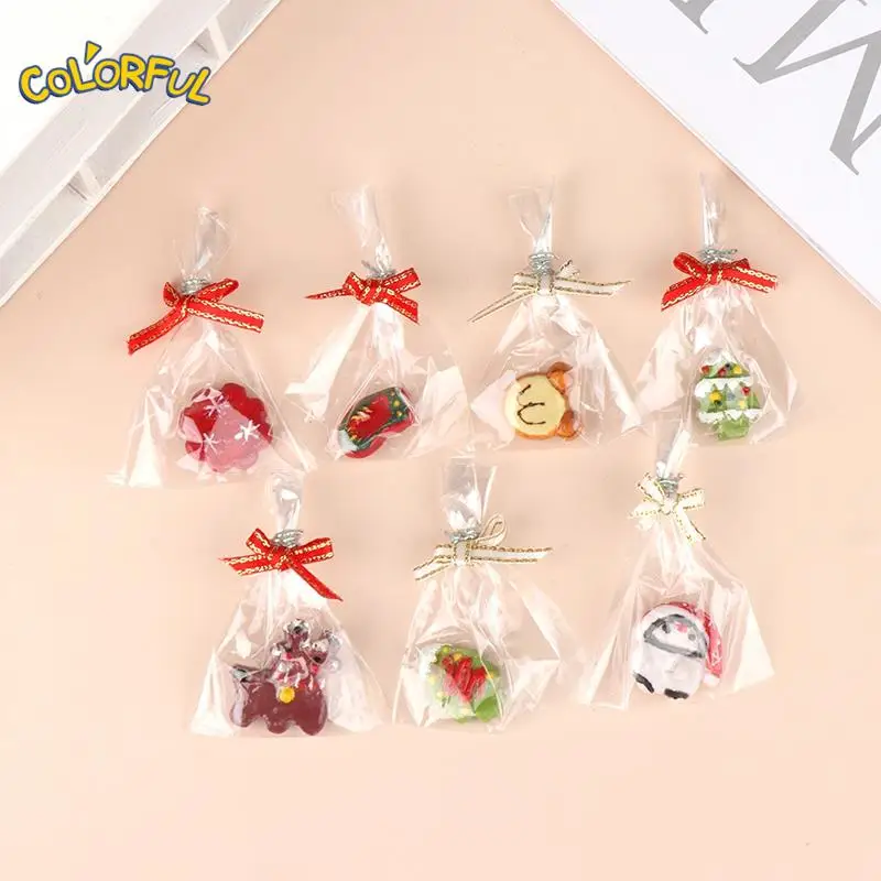 

1Bag 1:12 Dollhouse Miniature Christmas Cake Biscuit Dessert Snowflake Bear Deer Xmas Tree Penguin Sock Cookies Model Decor Toy