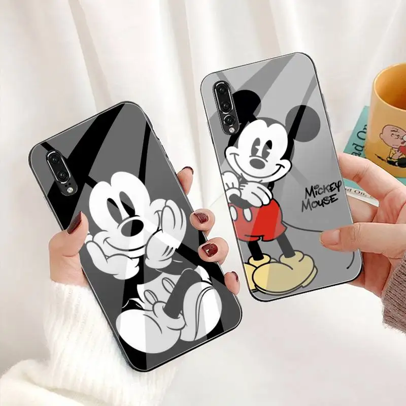Милый мультяшный чехол для телефона с Микки Маусом закаленное стекло Huawei P30 P20 P10