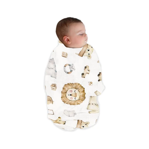 Пеленки Elinfant из бамбукового хлопка и муслина с цифровым принтом, 1 шт., пеленки высокого качества 120*110 см, Двухслойное банное полотенце для новорожденных