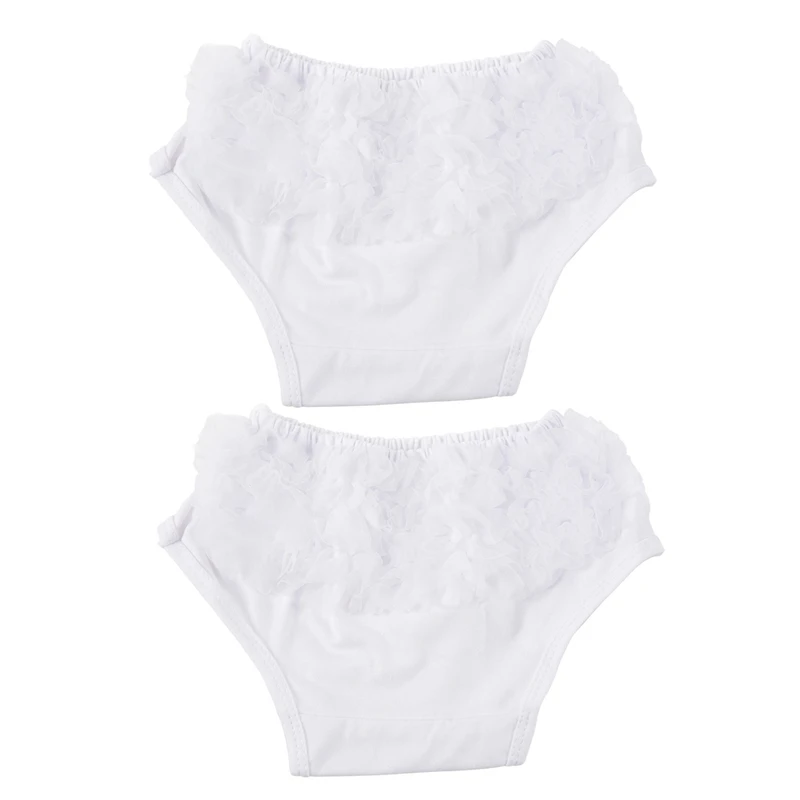 2X White Baby Girl Ruffle Bloomers Panties Diaper Cover Image S