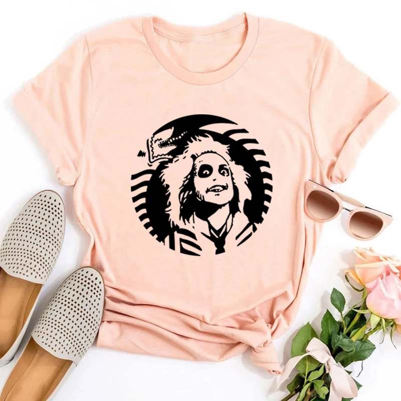 Футболка от Beetlejuice винтажная Женская одежда топы с мультяшным рисунком жука