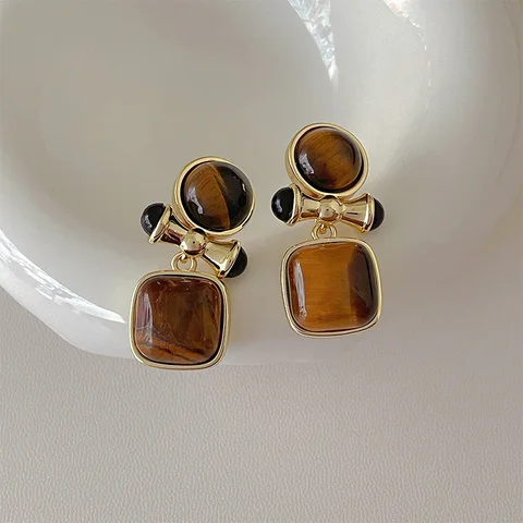 Квадратные подвесные серьги Mewanry сетка тигровый глаз для женщин новые модные винтажные Элегантные повседневные ювелирные изделия на день рождения подарок