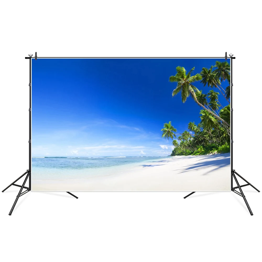 Фон для фотосъемки с изображением летних тропических островов моря пальм пляжа