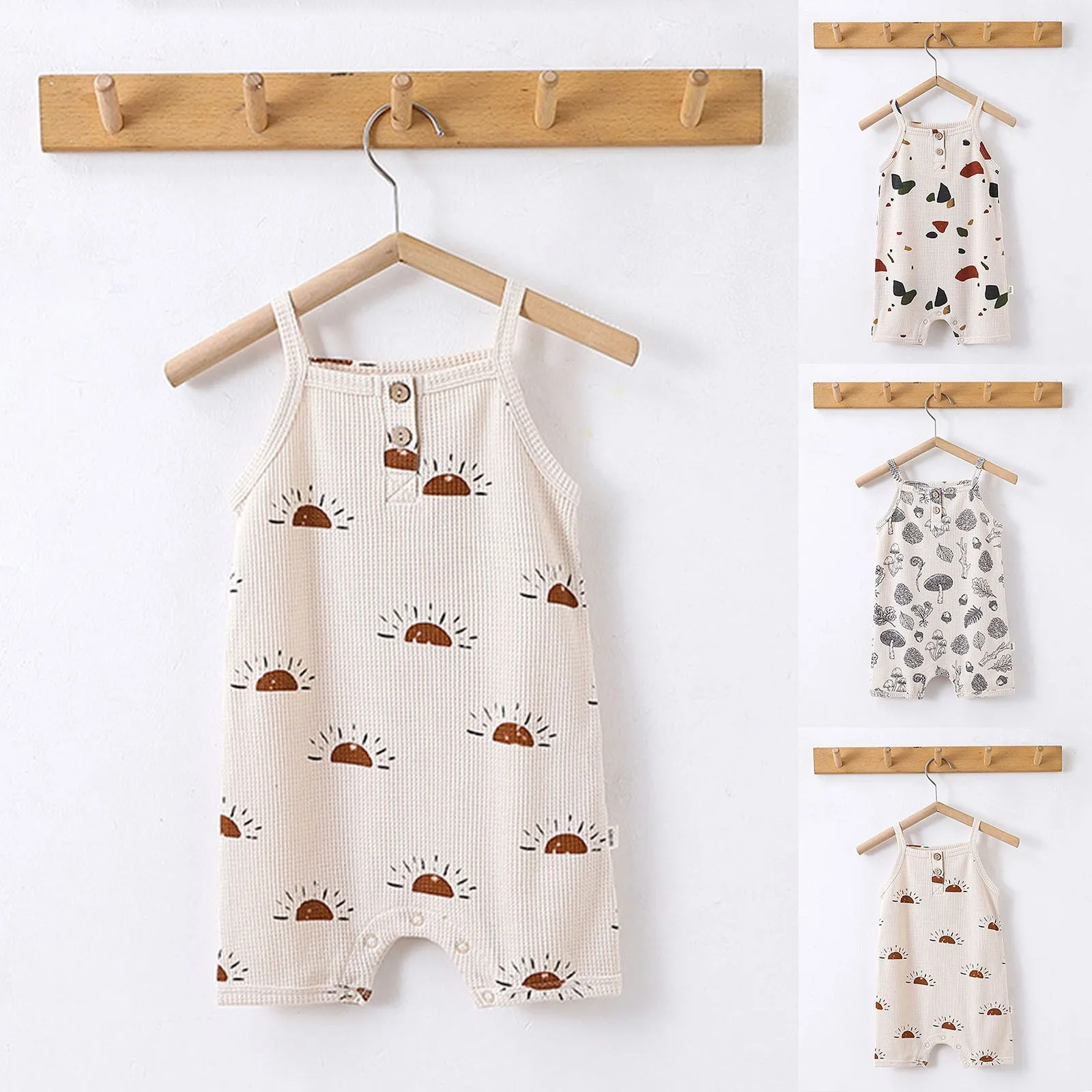 

Baby Boys & Girls Romper Suspenders Check Jumpsuit Button Pajamas Footless Jumpsuit Toddler Boys Long Sleeve Shirt