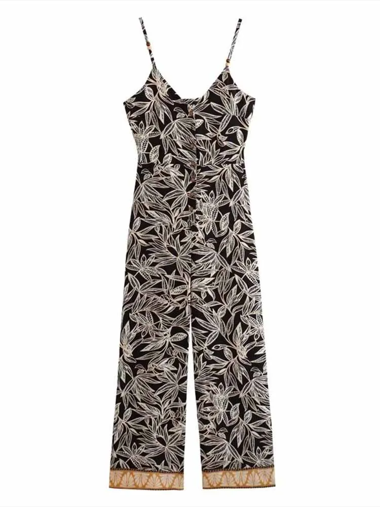 

Женский прямой комбинезон на бретельках BSK & ZA & TRF, модный шикарный комбинезон без рукавов на пуговицах, лето 2023