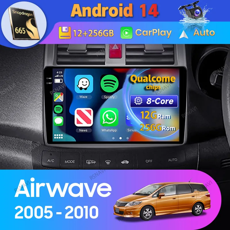 Автомагнитола 2DIN на Android 14 для Honda Airwave GJ 2005-2010 правый руль воспроизведение