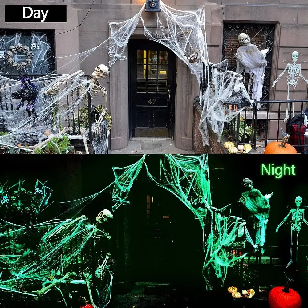 

Halloween Artificial Spider Webs Stretchy Cobwebs Scary Party Luminous Halloween Decoration For Bar Haunted House Scene Props