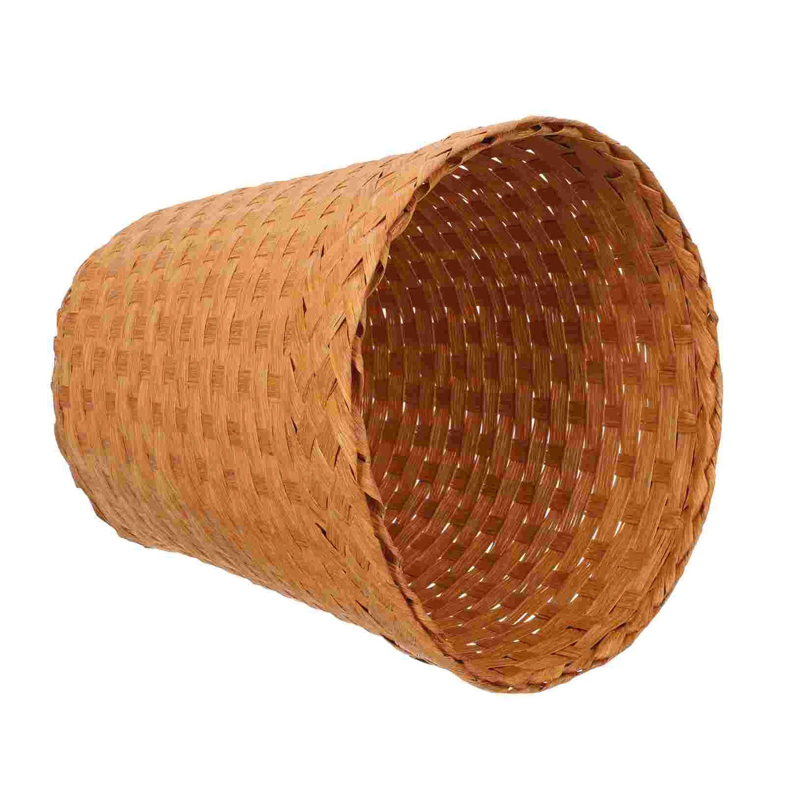 

Basket Can Garbage Waste Trash Bin Rattan Container Wicker Woven Storage Basketsrubbish Round Lid Decorative Seagrass