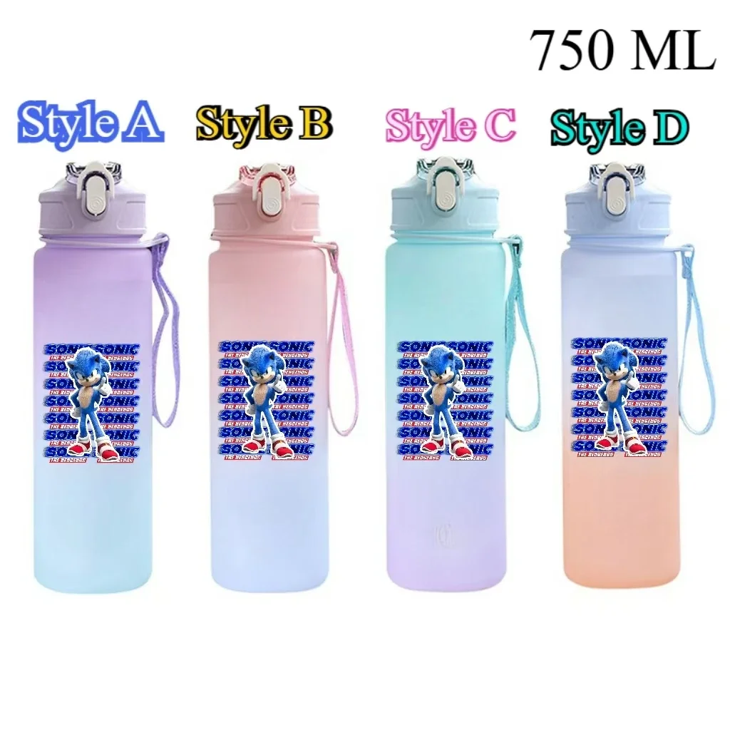 750 мл Sonic The Hedgehog градиент цвета чашка для воды бутылка питья большая емкость спорт