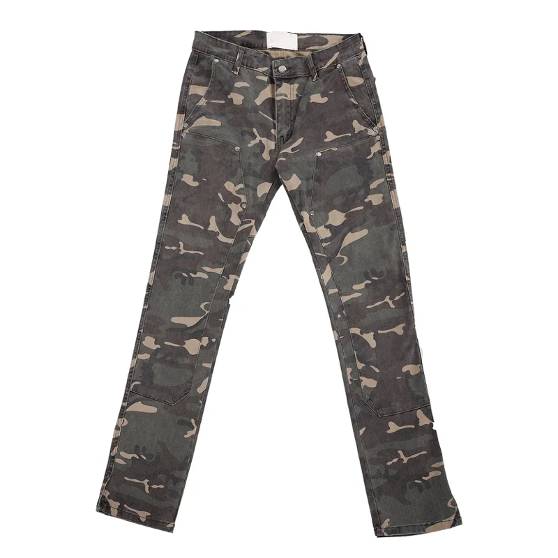 Mens Hip Hop Streetwear Denim Pants Fashion Camouflage Pants 2023 Harajuku Cotton Zipper Joggers Slim Fit Jeans Trousers Pants
