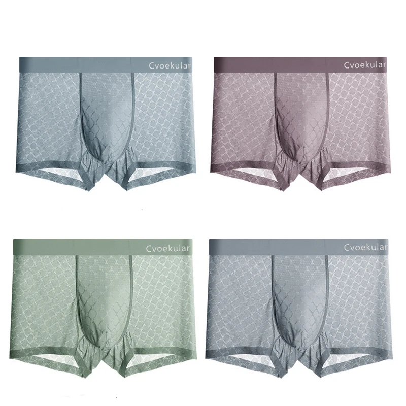 

Men Boxer Panties Ice Silk Mesh Calzoncillos Hombre Sexy Lingerie High Quality Underpants Sous Vetement Shorts Underwear
