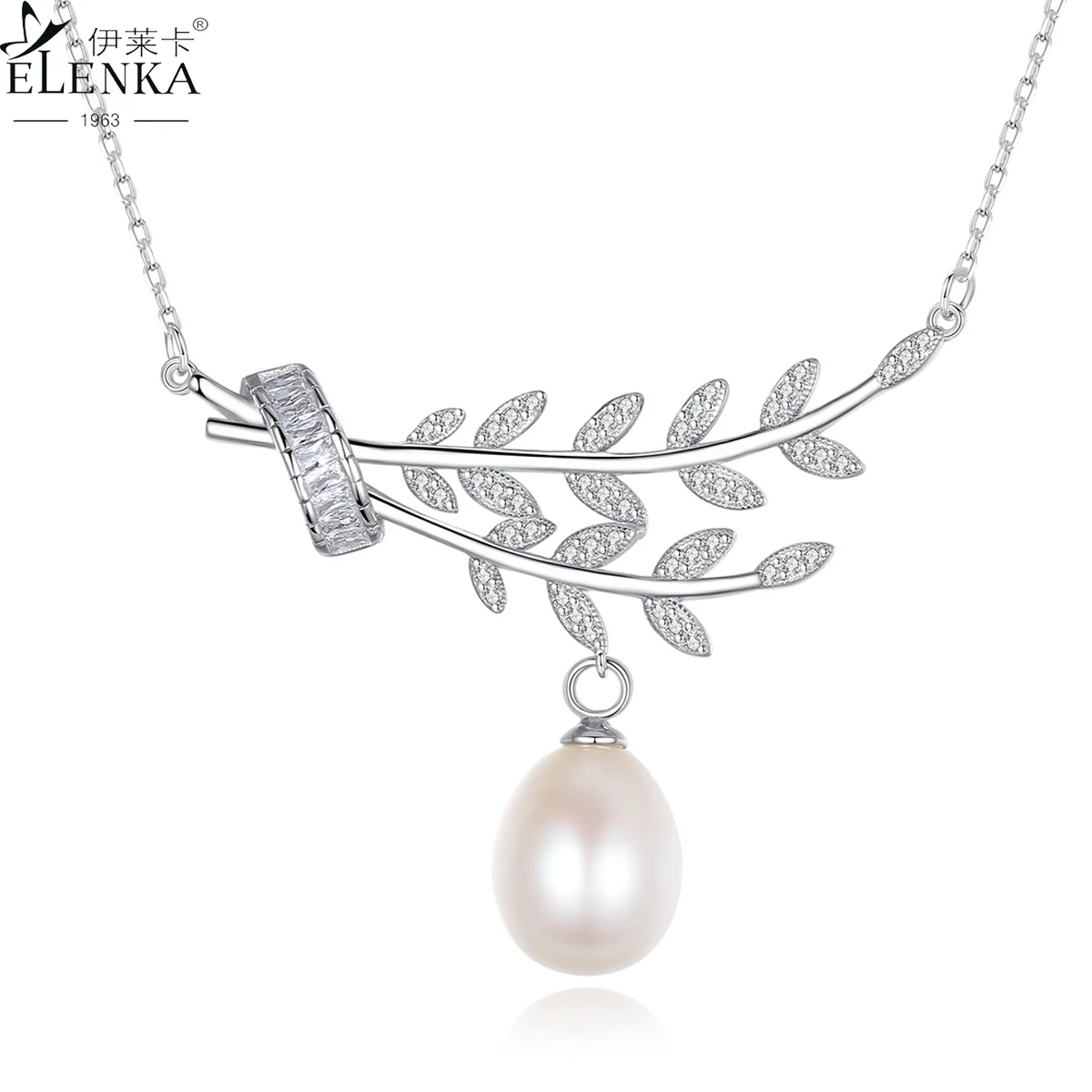 

Luxury Natural Freshwater Pearl Pendants for Women Creatived Soild 925 Sterling Silver Leaf Necklace Clavicle Chain Fine Jewelry