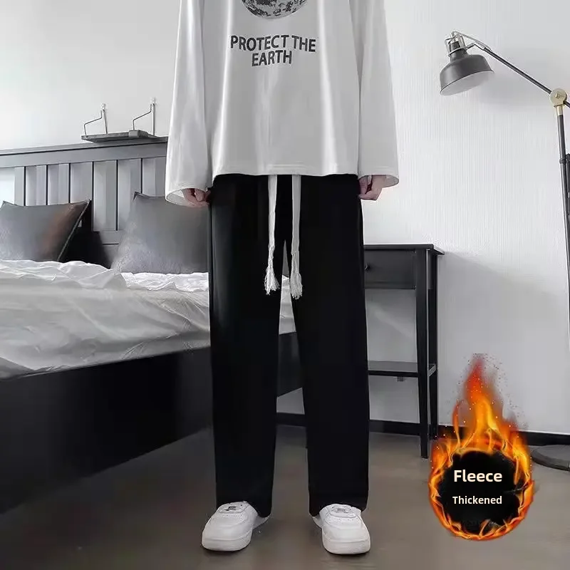 Мужские повседневные Прямые брюки на флисовой подкладке универсальные