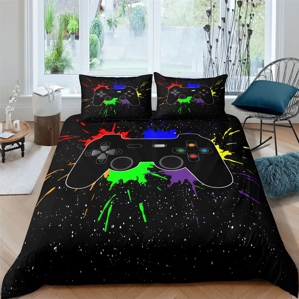 

Gamer Gamepad Style Bedding Set Soft Comforter 3D Cover Bedspreads For Bed Three-piece Queen Quilt Cover With Pillowcase
