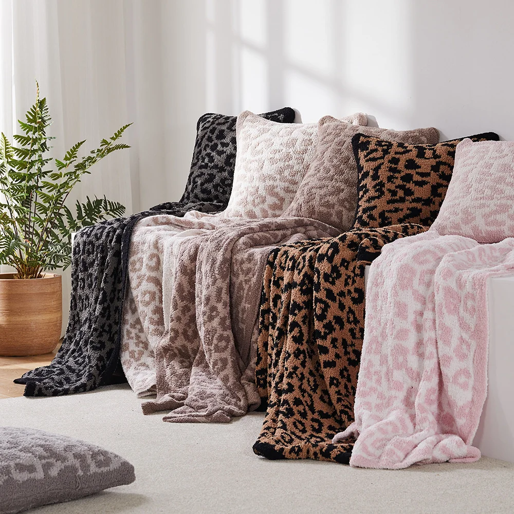 

Флисовое вязаное одеяло с леопардовым принтом, роскошное теплое одеяло, супермягкое удобное одеяло для дивана