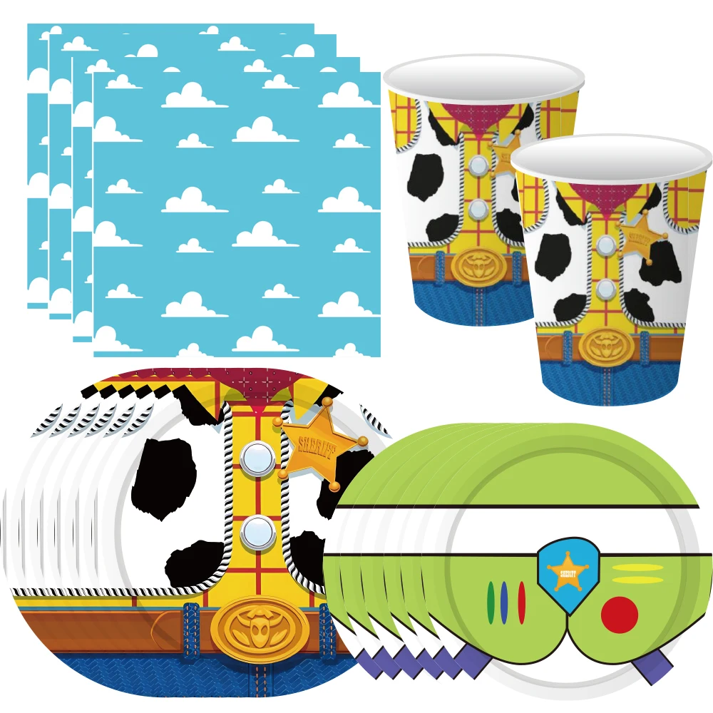 

Blue Sky White Clouds Theme Party Supplies Cartoon Toy Story Disposable Tableware Cup for Kids Boys Birthday Party Decorations