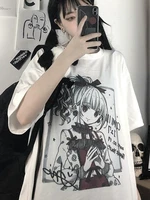 deeptown anime print graphic t shirt cute cartoon print short sleeve women gothic e girl y2k top retro harajuku kawaii tees new