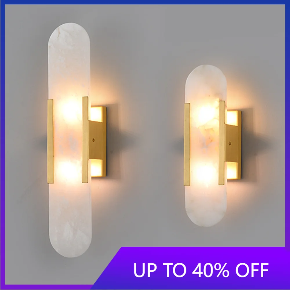 

Modern Light Luxury Mirror Head Marble Wall Light Living Room Bedside Bedroom Study Entrance Corridor Designer Indoor Wall Lamp