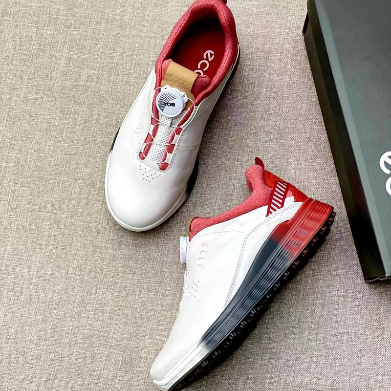 Women‘s Golf Shoes Shock Absorbing Breathable Leather Material Comfortable Non-Slip Spikeless Ladies Shoes Sneakers