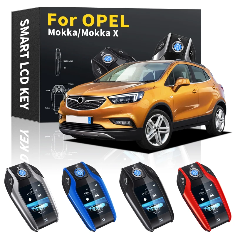 

New Car Smart Remote Control Key LCD Display Keychain Touch Screen Smart Key For OPEL Mokka X Mokka Keychain Auto Accessories