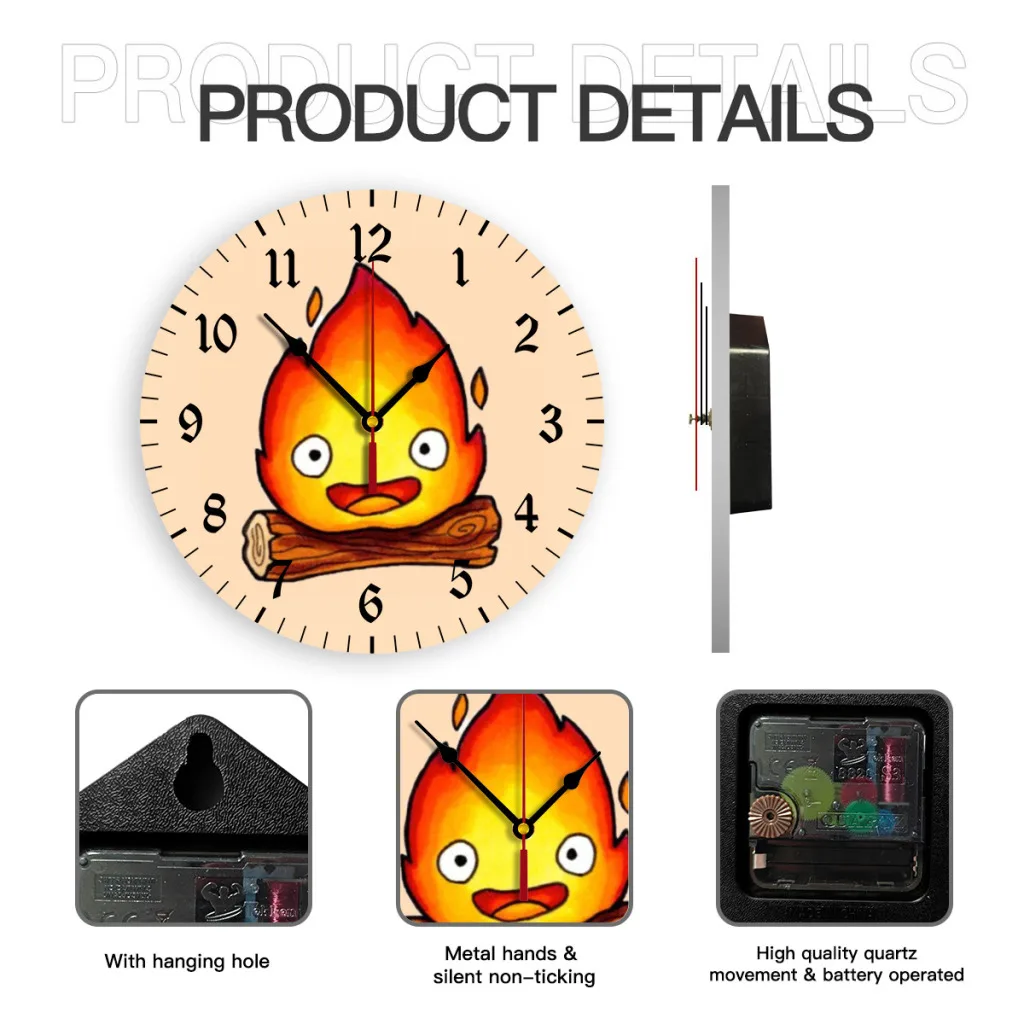 Настенные часы с 3d-эффектом пламени кальцифера современные украшения для дома