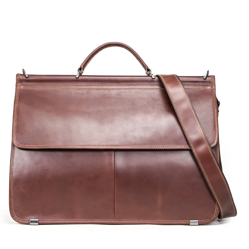 

Genuine Leather business men's briefcase large capacity 17" laptop bag male handbags multifunctional men Commuter bags Cowhide