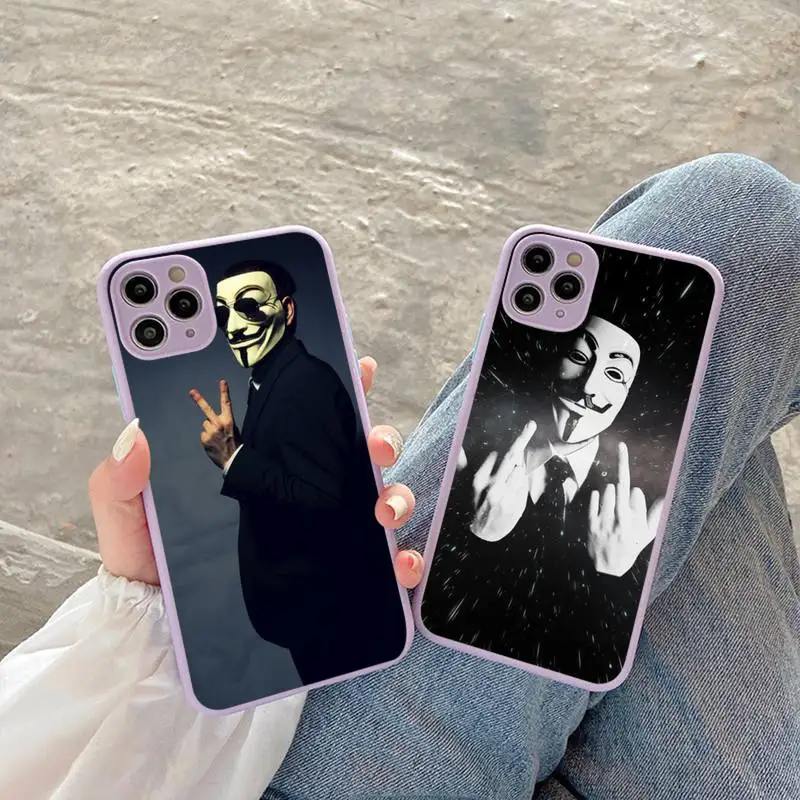 A-Anonymous Phone Case for iPhone 14 11 12 13 Mini Pro Max 8 7 Plus X XR XS MAX Translucent Matte Cover