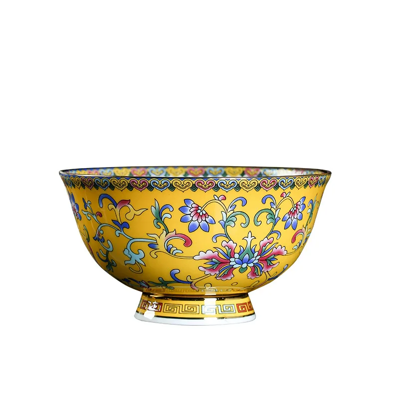 

Jingdezhen 4.5-inch high foot ceramic bowl antique enamel color rice bowl creative fashion ceramic bowl chinese bone china bowl