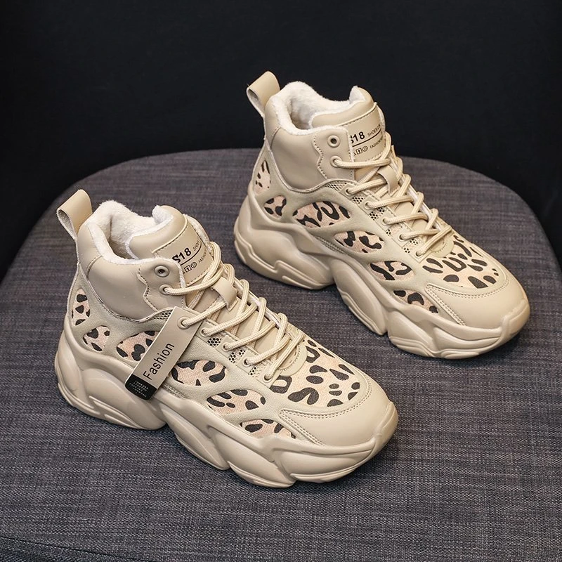 

Winter Boots Women Sexy Leopard Chunky Boots Female Ladies Shoes Wedges Boots Woman Warm Plush Footwear Botas De Mujer