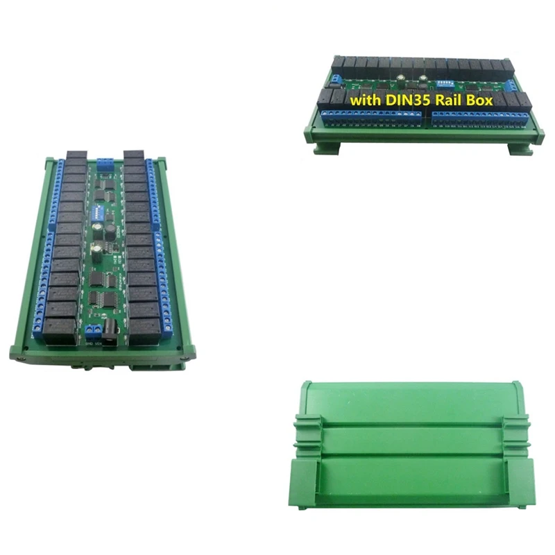 

32Ch Modbus RTU RS485 Relay Switch Board UART Serial Port Module DIN Rail Box PLC Expanding Board, R421C32