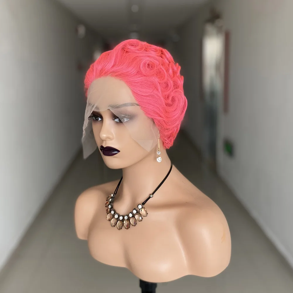 Парик из человеческих волос с перехлёстом, 13 х1, розовый цвет