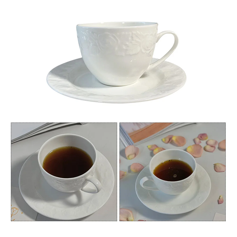 

Cup Tea Cups Mug Ceramic Coffee Set Espresso Waterdrinking Mugs Latte Porcelain Saucer British Saucerswhite Gift Festival