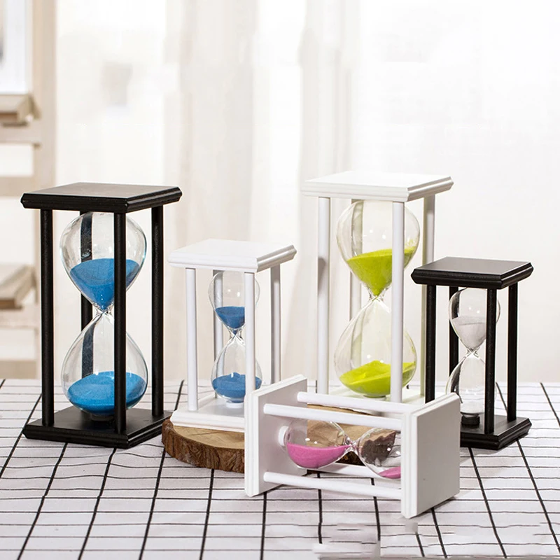 

Creative 30 Minutes Wooden Hourglass Timer Kitchen School Modern Wooden Hour Glass Sandglass Sand Clock For Home Decoration Gift