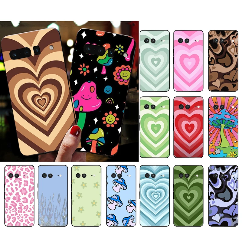 

Love Heart Flower Mushroom Phone Case for Google Pixel 8 7 Pro 7 7A 6A 6 Pro 5A 4A 3A Pixel 4 XL Pixel 5 6 4 3 3A XL