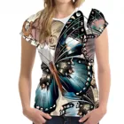 Новинка 2021, блузка с 3D принтом бабочки, женские рубашки в стиле Харадзюку, модные мягкие удобные топы с коротким рукавом, летняя новая женская блузка