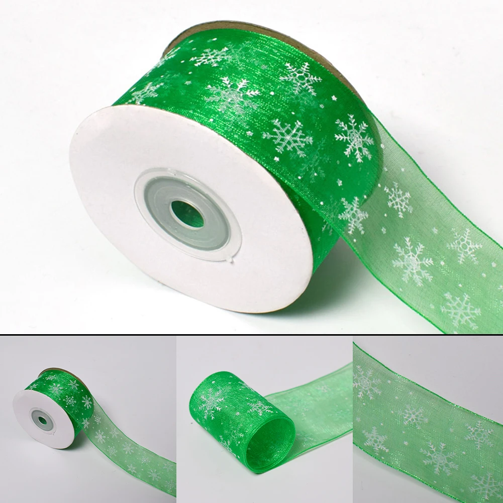 

Wired Edge Christmas Ribbon Fitting Gift Wrap Nylon Part Replacement Tree Decoration 40mm*23M Accessory Durable