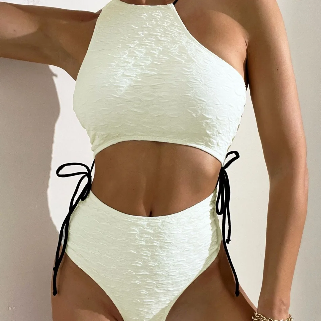 

Купальник 2023 женский однотонный пикантный облегающий купальник на шнуровке сплошной купальник с эффектом пуш-ап на талии пляжная одежда для женщин Пляжная одежда