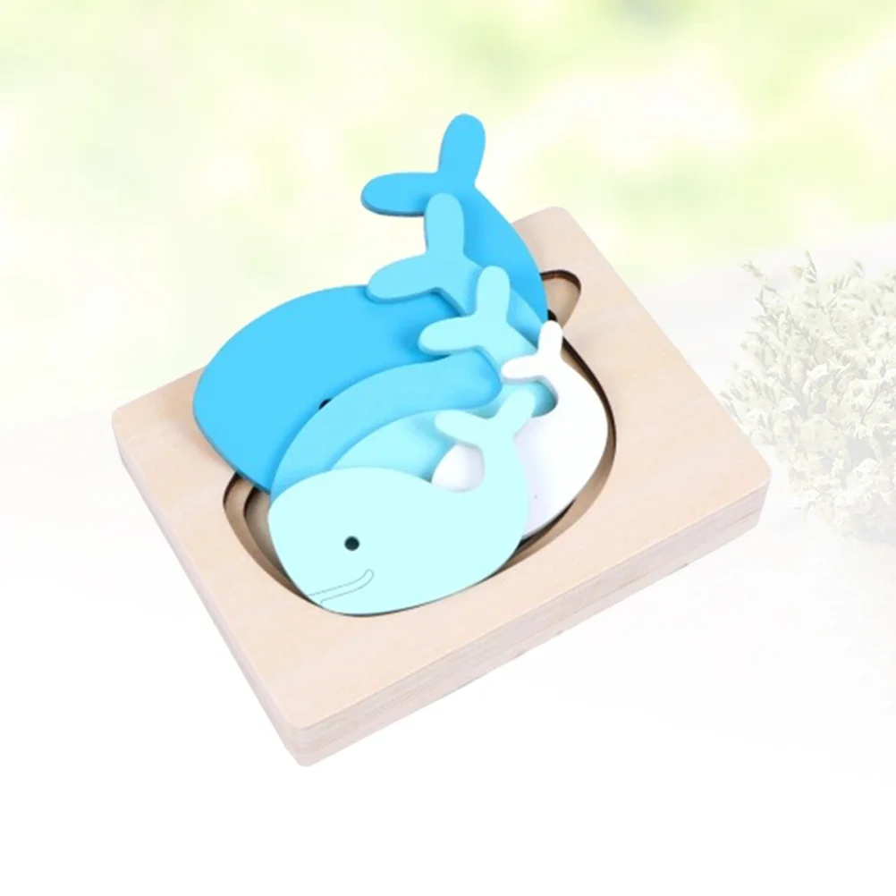 

Puzzles Wooden Multi Layered Animal 3D Whale Panel Jigsaw Kidsize Kids Gradientgame Cartoon Board Matching Sorter