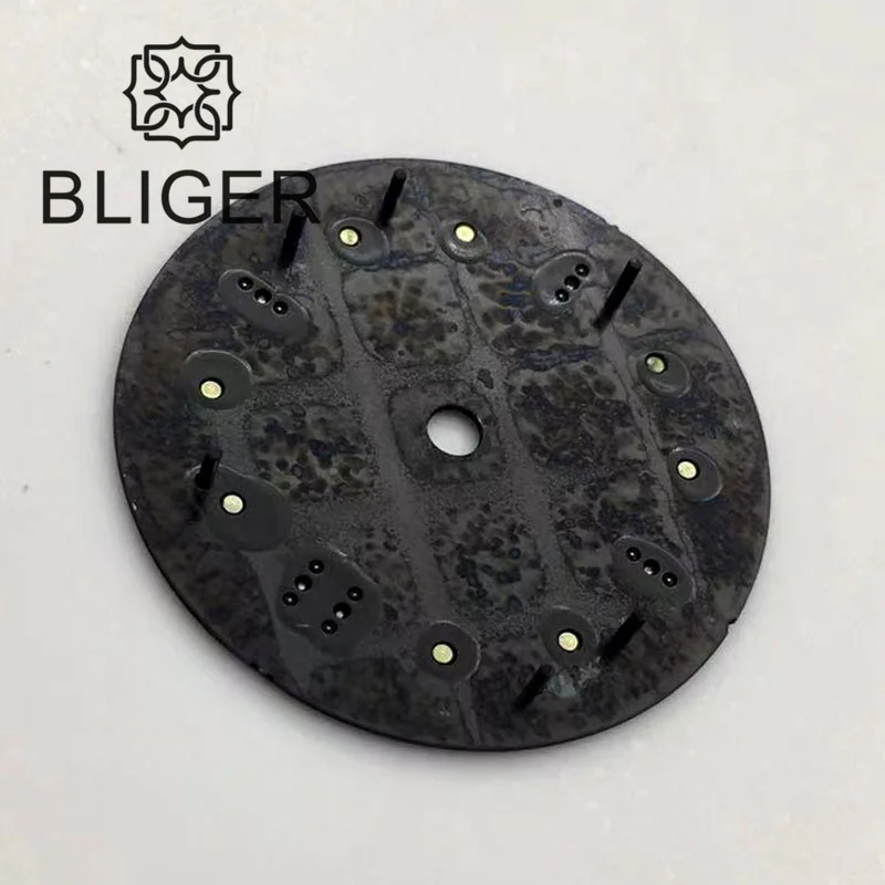 BLIGER New 31mm Watch Dial Black Green Blue White Fit NH35 NH36 ETA8215 Mingzhu2813 PT5000 Movement Green Luminous Date/No Date