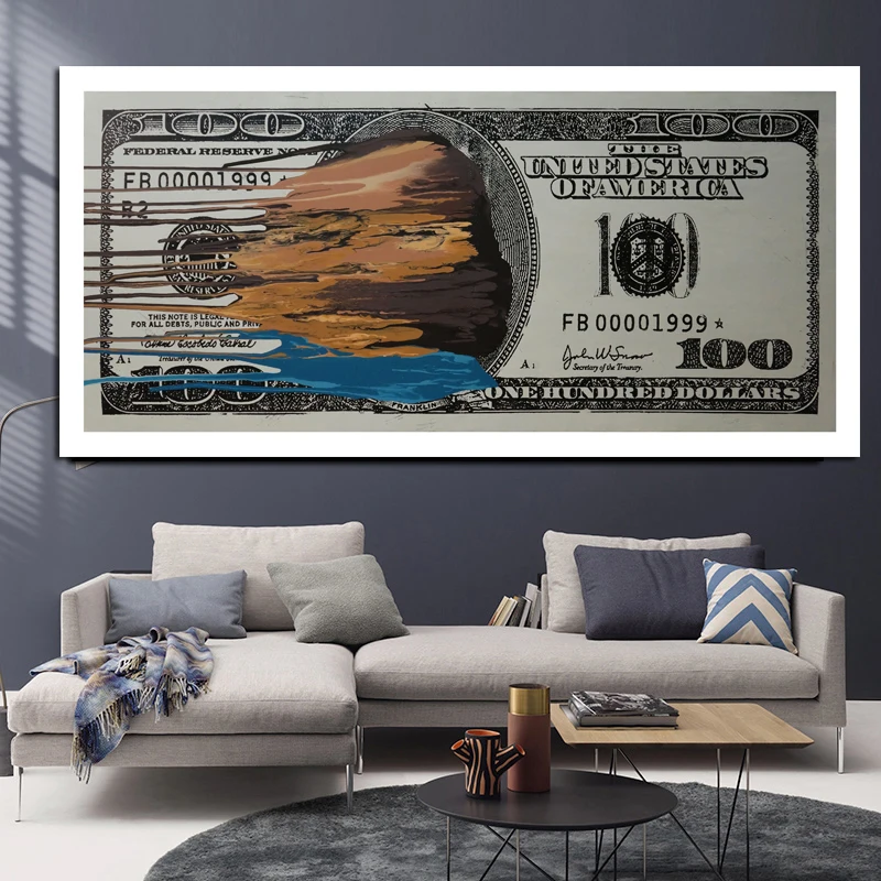 Современный скандинавский абстрактный постер 100 dollor moneyOil Краска на холсте настенное искусство для гостиной Bedreoom украшение для дома