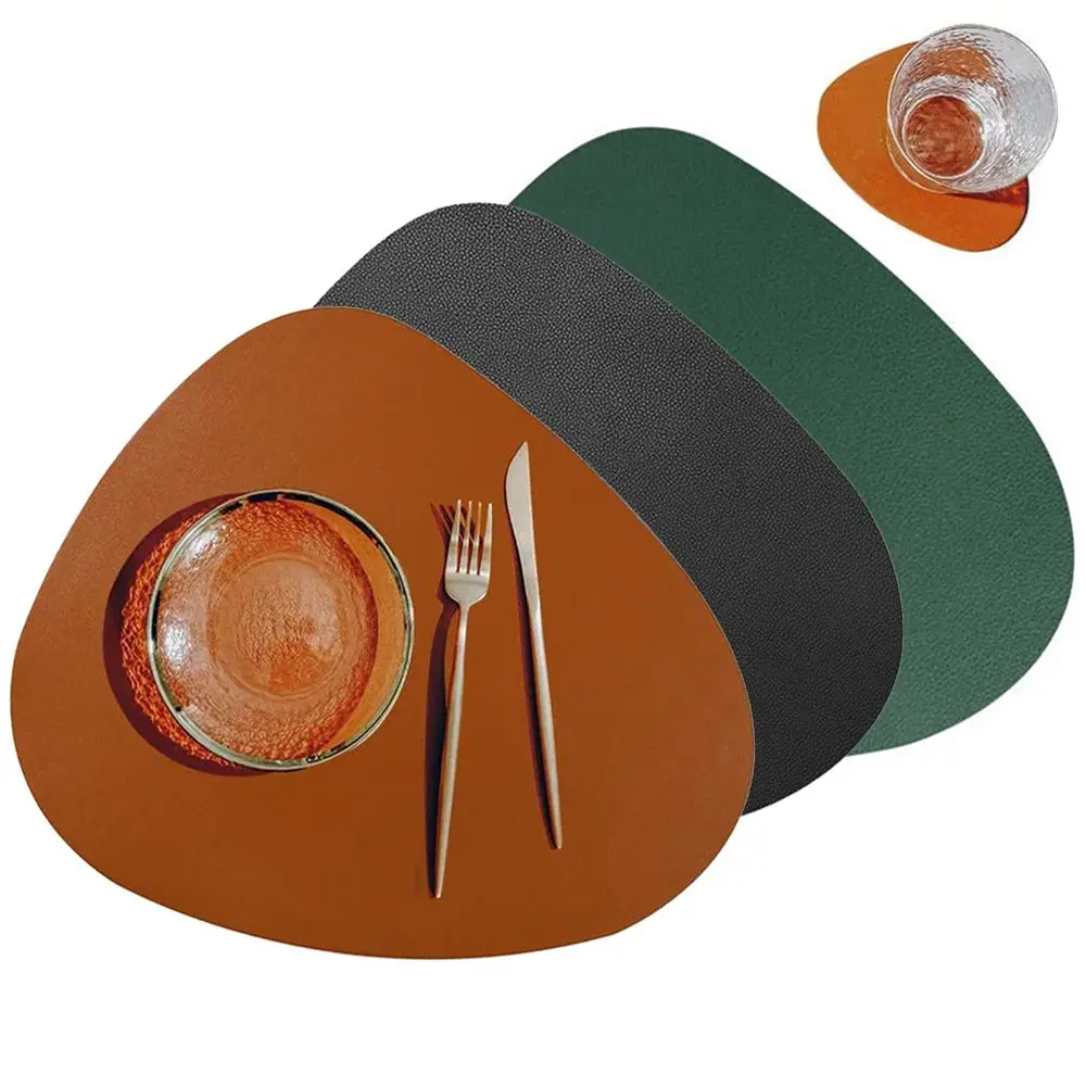 

Home Dining Non-Slip Heat Insulation PU Leather Waterproof Coaster Cookware Pad Table Mat Placemat