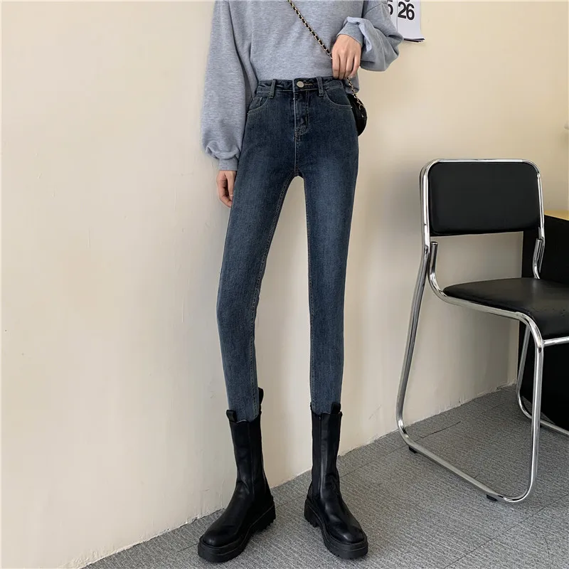 

DD1360 Jeans women's autumn and winter new high waist thin skinny pencil trousers jeans
