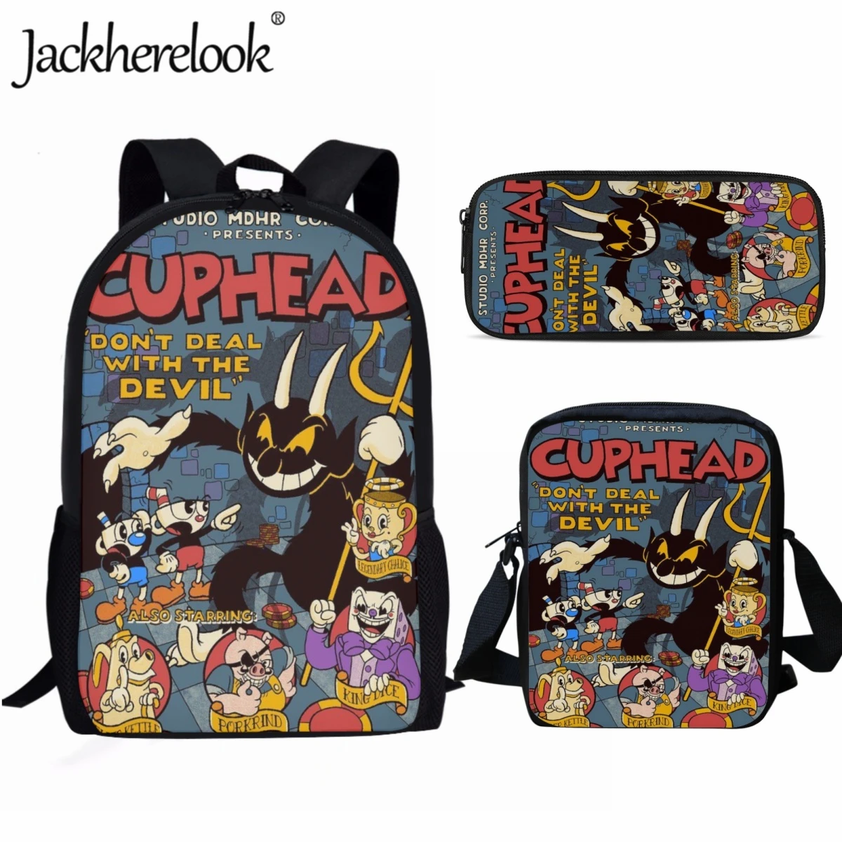Jackherelook Cartoon Cuphead Game Boys School Bags Cute Practical School Backpack for Kids Girls Casual Children's Travel Bag