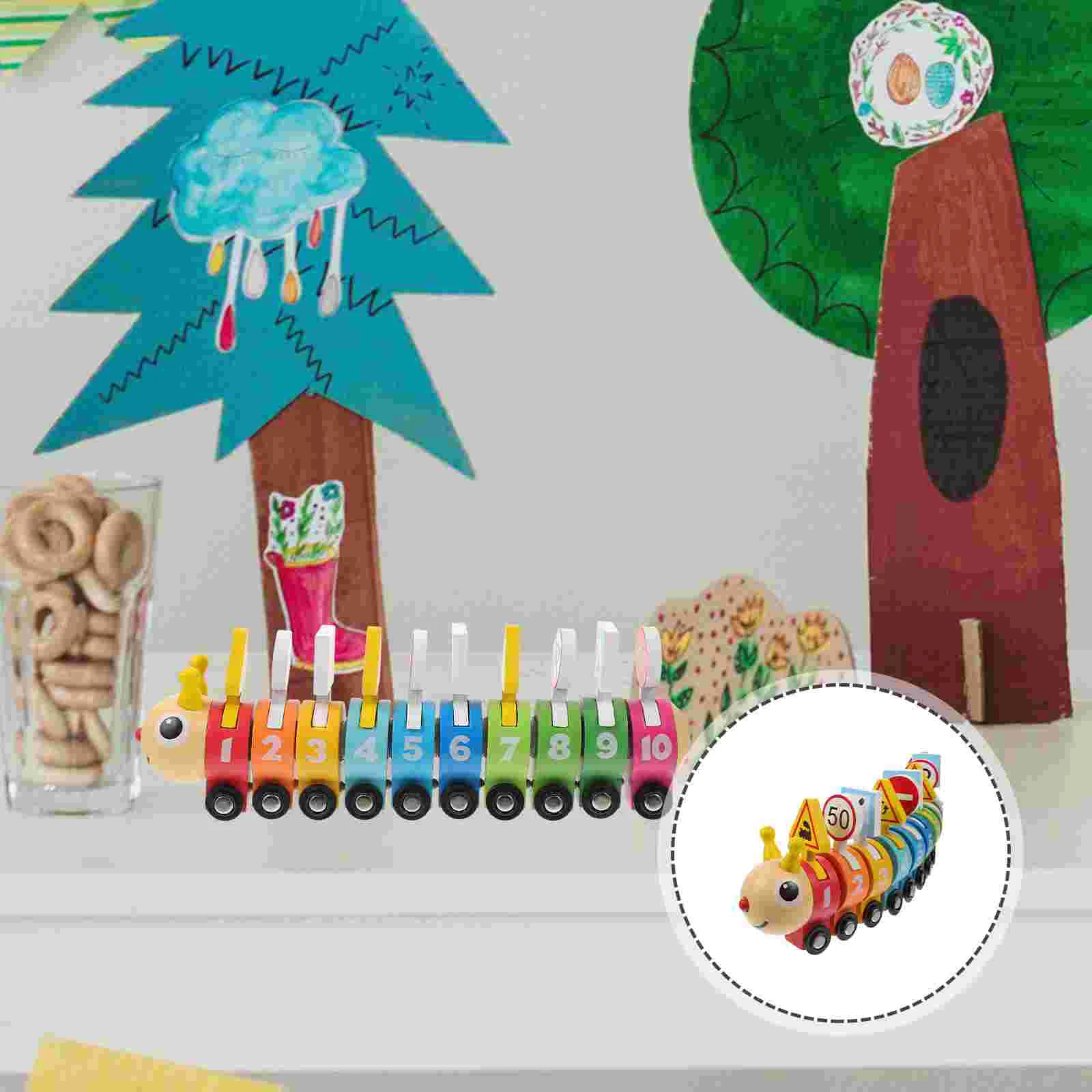 

Educational Block Toy Kids Train Wooden Toys Mini Plaything Children Toddler Small