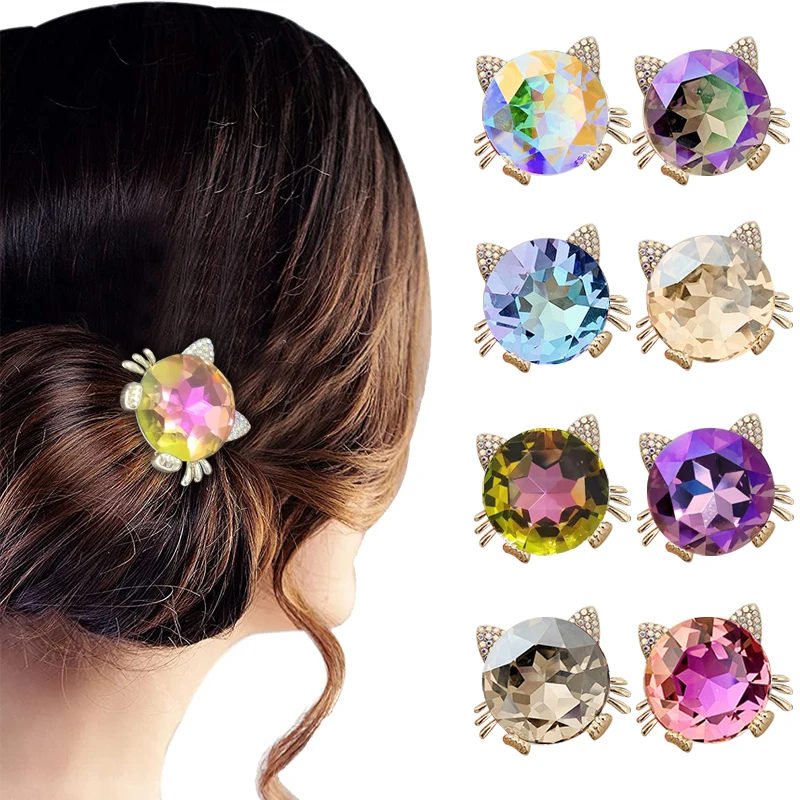 

Милая веревка для волос в виде кошки Стразы с кристаллами черные волосы простая веревка для конского хвоста