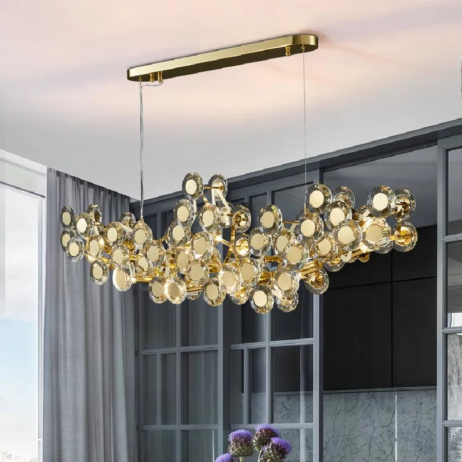 

Rectangular crystal chandelier restaurant island decorative lights American creative window lights