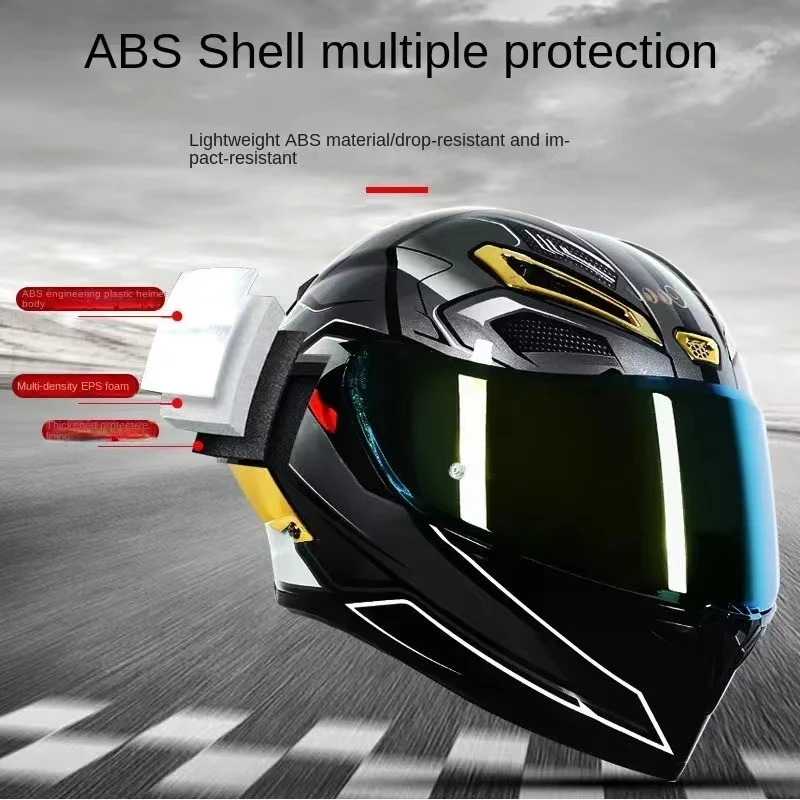 Мужской мотоциклетный шлем из углеродного волокна сертификация 3C двойные линзы