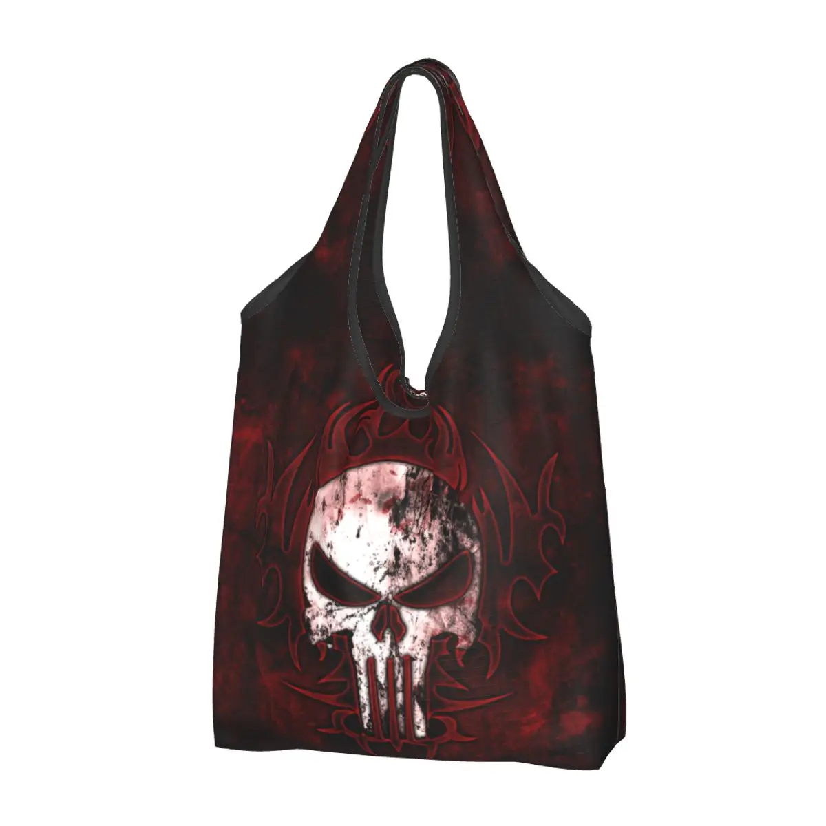 

Recycling Vintage Skull Punishers Skeleton Shopping Bag Women Tote Bag Portable Grocery Shopper Bags